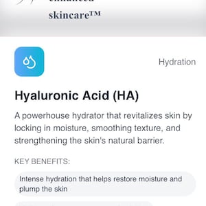 Peut inclure: Capture d'&eacute;cran du site web ubyouskincare.com, avec le logo de la marque, une silhouette de femme et le texte "u. b. YOU enhanced skincare". La page pr&eacute;sente l'Acide Hyaluronique (HA) et ses bienfaits pour l'hydratation et la texture de la peau.