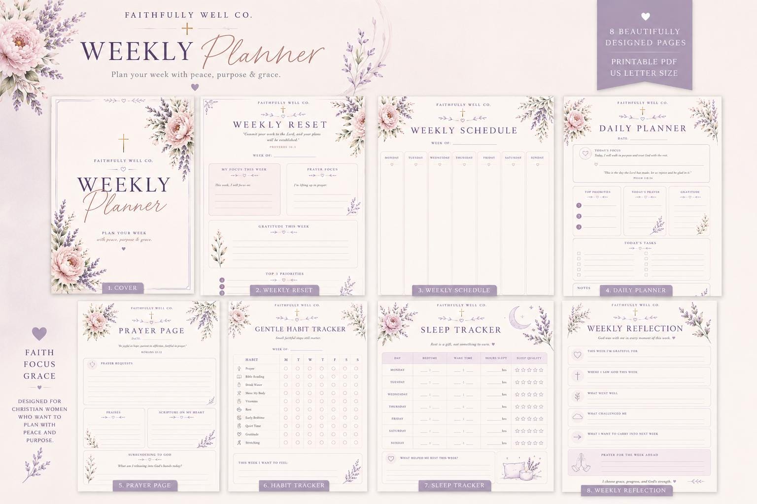 Christian Weekly Planner Printable | Faith Planner PDF | Feminine ...