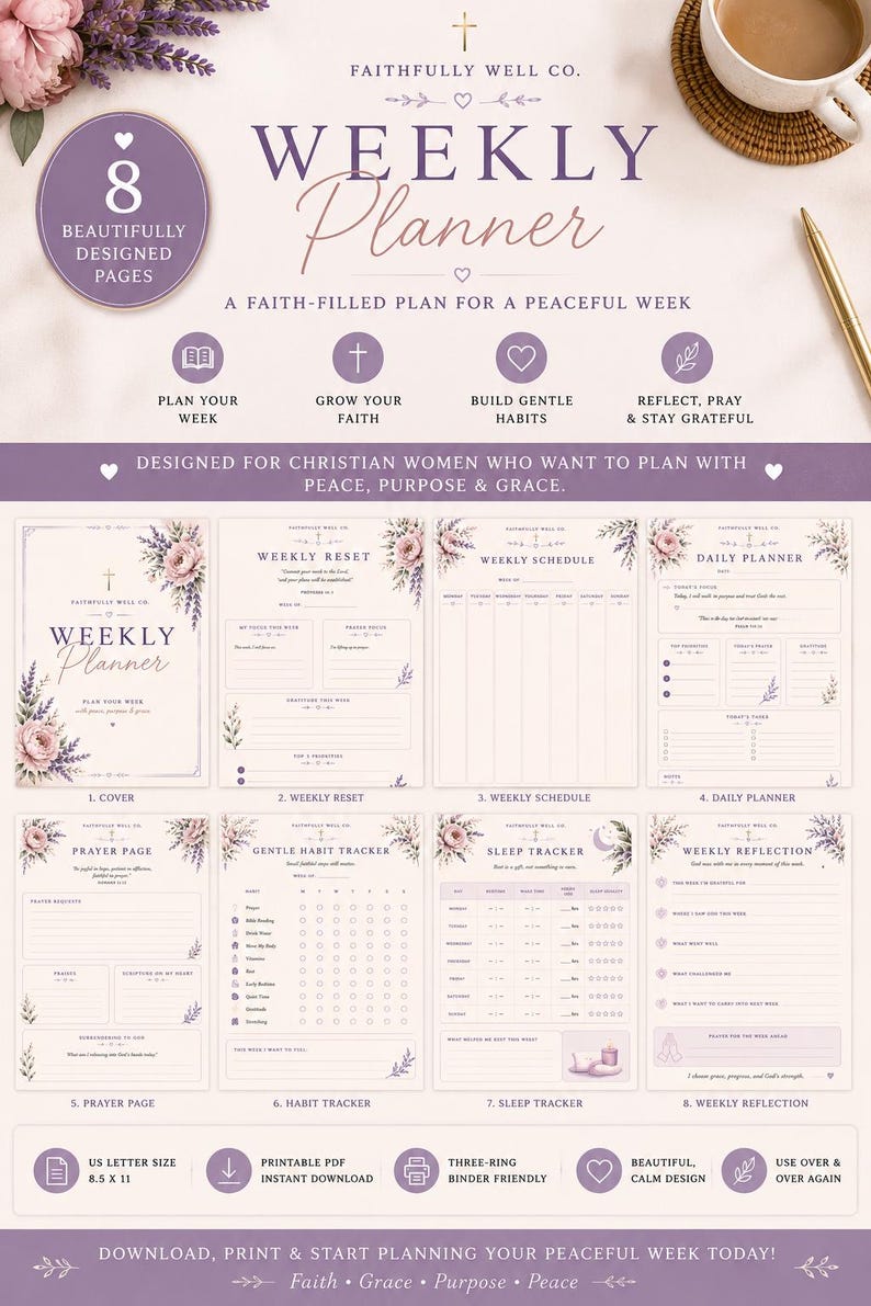 Christian Weekly Planner Printable | Faith Planner PDF | Feminine ...