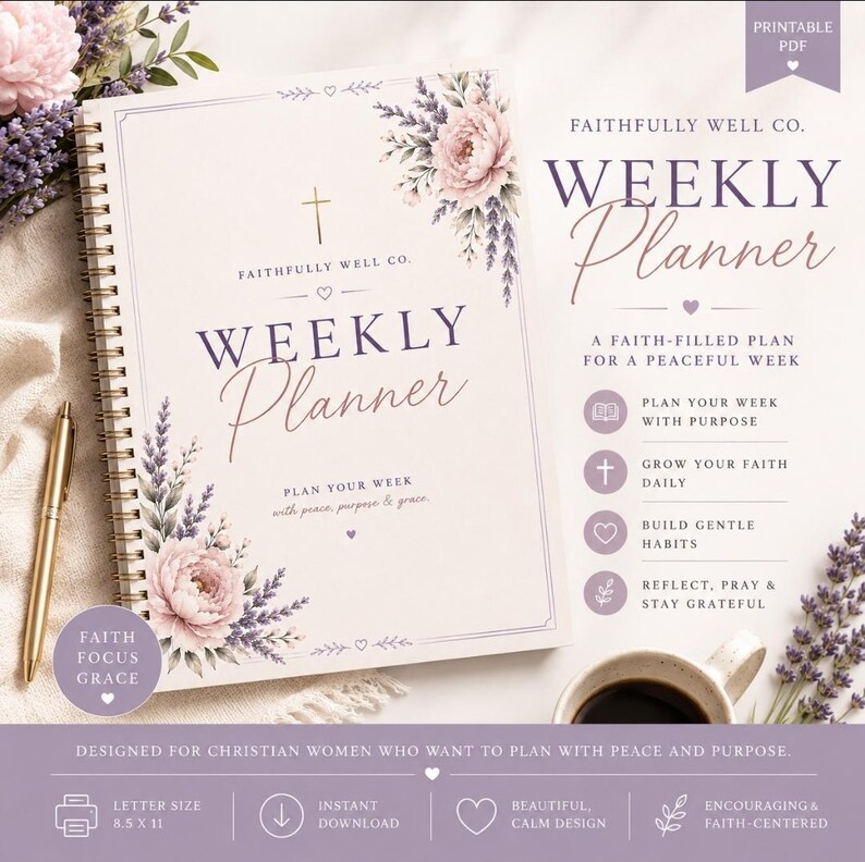 Christian Weekly Planner Printable | Faith Planner PDF | Feminine ...