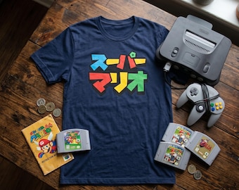 Super Mario Retro Badge Tee | 64-Bit Mascot Shirt | Classic 90s Nintendo Graphic