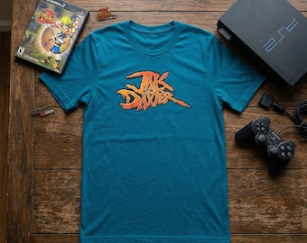 Jak und Daxter Retro Logo T-Shirt | 2000er Jahre PS2 Gaming Nostalgie Bekleidung
