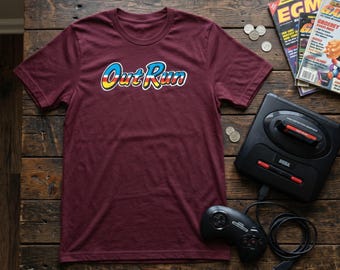 OutRun Retro Arcade Racing Tee | 80s Sega Genesis Shirt | Synthwave Graphic