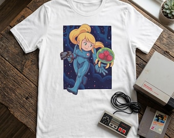 Retro Sci-Fi Grafik-T-Shirt | Intergalaktischer Krieger Nostalgie Shirt