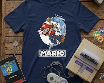 Sunshine Island Mario & FLUDD Shirt | Retro 2000er Jahre Gaming Grafik Tee