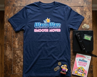 WarioWare | Smooth Moves Retro Logo Tee | 2000s Wii Gaming Shirt | Microgame Graphic