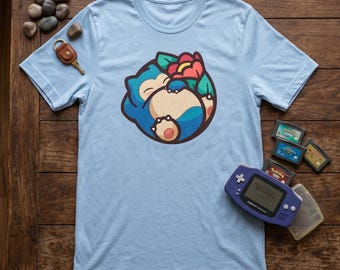 Snorlax Retro Badge Tee | Classic 90s Pokémon Shirt | Sleepy 8-Bit Mascot Graphic