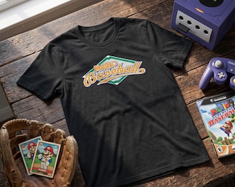 Mario Baseball Retro League Tee | GameCube Era Gaming Shirt | Mushroom Kingdom Sports Graphic