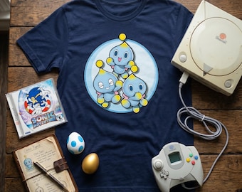 Chao Garden Retro Badge Tee | Sonic Adventure Dreamcast Shirt | 128-Bit Virtual Pet Graphic
