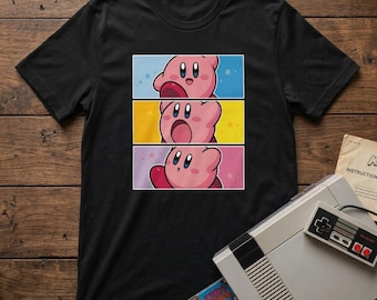 Kirby Multi-Panel Graphic Tee | Retro Gaming Nostalgie Shirt | Bekleidung zu einem Klassiker aus den Videospielen