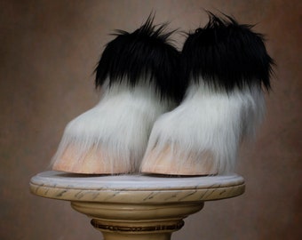 Creature Feet Unisex Faux Fur Feathered Brown HORSE Hooves