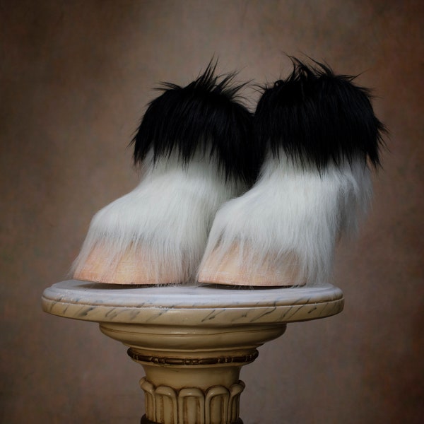 Creature Feet Unisex Faux Fur Feathered Brown HORSE Hooves