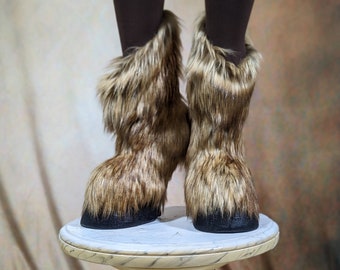 Creature Feet Unisex Faux Fur Feathered HORSE Hooves