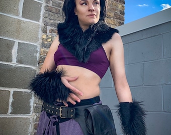 Faux Fur Neck Cowl and Gauntlets