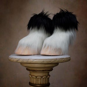 Creature Feet Unisex Dual Colored Faux Fur Feathered HORSE Hooves