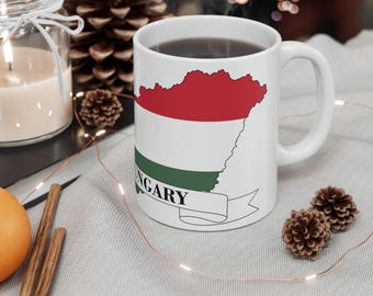 Taza con la bandera de Hungría / Taza de café con el mapa de Hungría