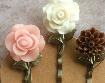 Handmade Flower Bobby Pins for Her