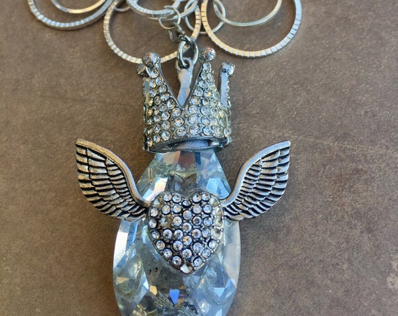 Handmade Chandelier Statement Necklace, Crown Pendant Necklace, Vintage Jewelry, Vintage Accessories, Antique Jewelry, Vintage Style Jewelry