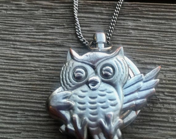 Handmade Owl Pocket Watch Necklace for Women