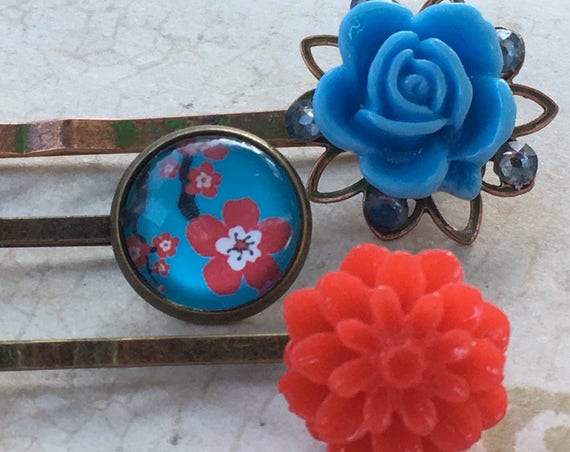 Bobby Pins, Hair Accessories, Flower Bobby Pins, Hair Pins, Flower Hair Pins, Rose Bobby Pin