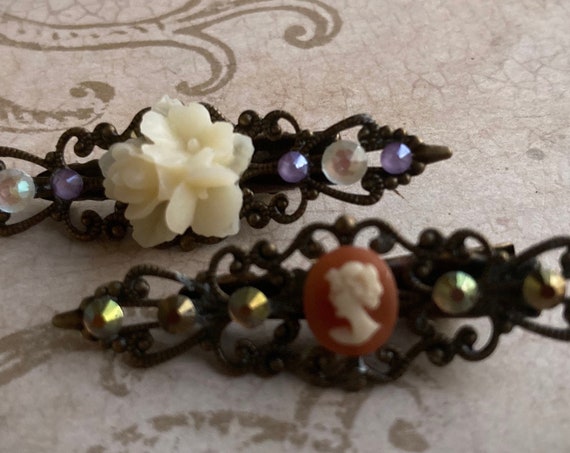 Cameo & Flower Barrettes for Women, Hair Clips, Bath and Beauty, Hair Barrettes, Wedding Hair Accessories, Bridal Hair Clips, Hair Care