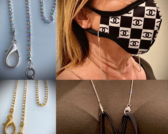 Face Mask Holder For Women, Rhinestone Chain Necklace, Mask Holder, Mask Accessories for Women, Lanyard Holder, Keychains, Eyeglass Holder