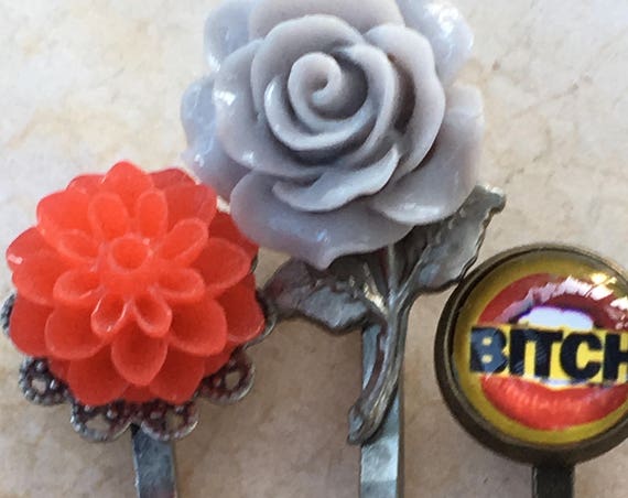 Bobby Pins, Hair Accessories, Flower Bobby Pins, Hair Pins, Flower Hair Pins, Rose Bobby Pin