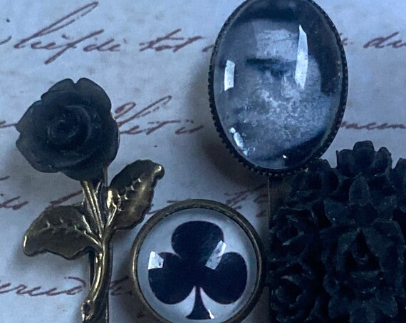 Handmade Black and White Elvis Bobby Pin Set for Women