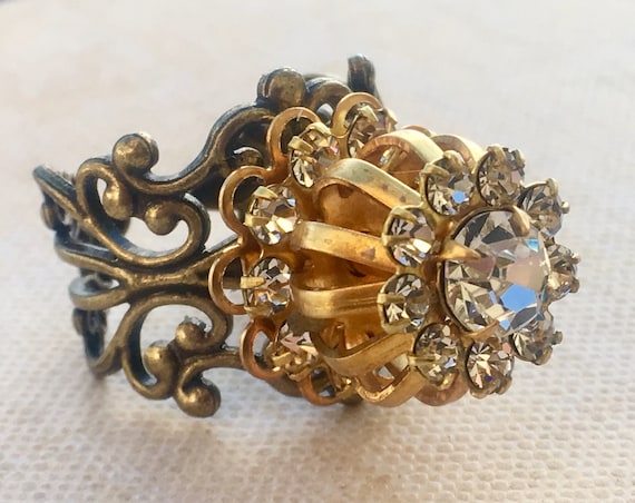 Handmade Swarovski Crystal Birdcage Ring for Women