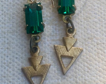 Handmade Green Swarovski Crystal Earrings