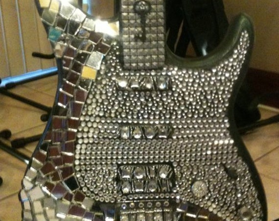 Musical Instrument, Guitar, Art Guitar, Home Decor, Mosaic Guitar, Swarovski Crystal Guitar, Home & Living, Home Decor, Wall Decor