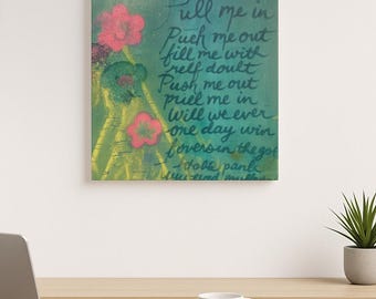 Arte callejero pintado a mano con aerosol sobre lienzo, pintura de frecuencia