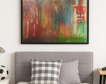 Original Spray Paint Art on Canvas: Abstract Graffiti Street Art