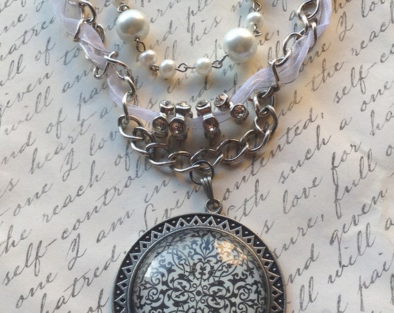 Handmade Vintage Wedding Necklace, Victorian Necklace, Steampunk Necklace, Romantic style, Wedding Jewelry