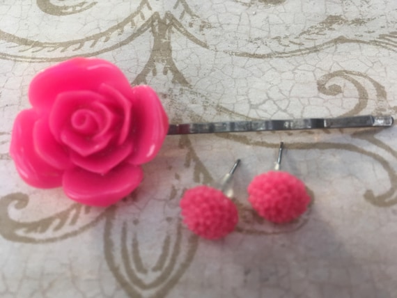 Bobby Pins, Hair Pins, Rose Earrings, Cabochon Earrings, Earrings for Women, Flower Bobby Pins, Flower Hair Clips, Rose Bobby Pin, Hair FOB