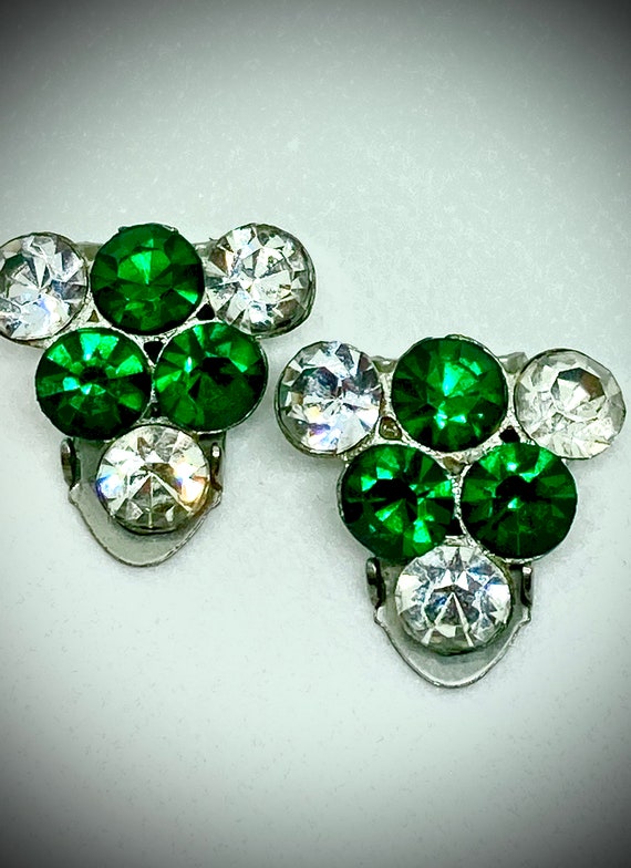 Vintage Rhinestone Clip on Earrings for Women, Vintage Rhinestone Clip On Earrings, 1950's Estate Earrings