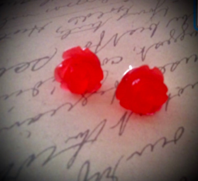 Red Rose Flower Earrings for Women image 7