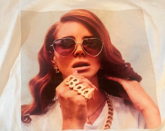 Handmade Lana Del Rey T-Shirt for Women with Authentic Swarovski Crystals