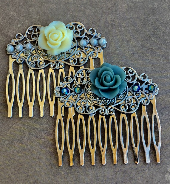 Accessories, Hair Accessories, Decorative Combs, Bath and Beauty, Hair Combs, Rose Comb, Flower Combs, Swarovski Crystal Hair Combs