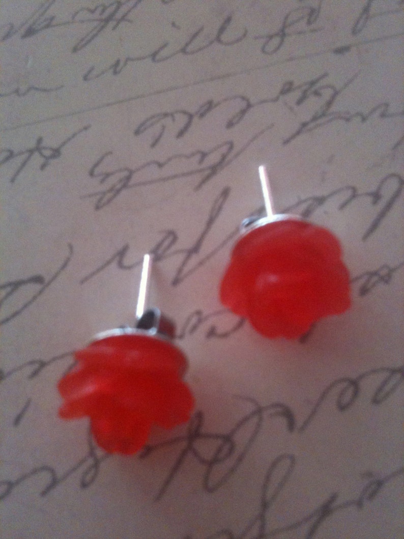 Red Rose Flower Earrings for Women image 2