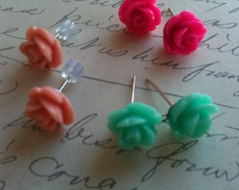 Handmade Post Rose Earrings for Girls