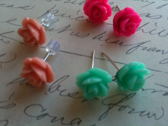 Handmade Post Rose Earrings for Girls