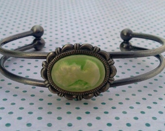 Jewelry Bracelet Adjustable Mint Lady Cameo Bangle Cuff