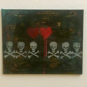 Skull and Heart Abstract Original Spraypaint Art by Shannon Ruther image 3