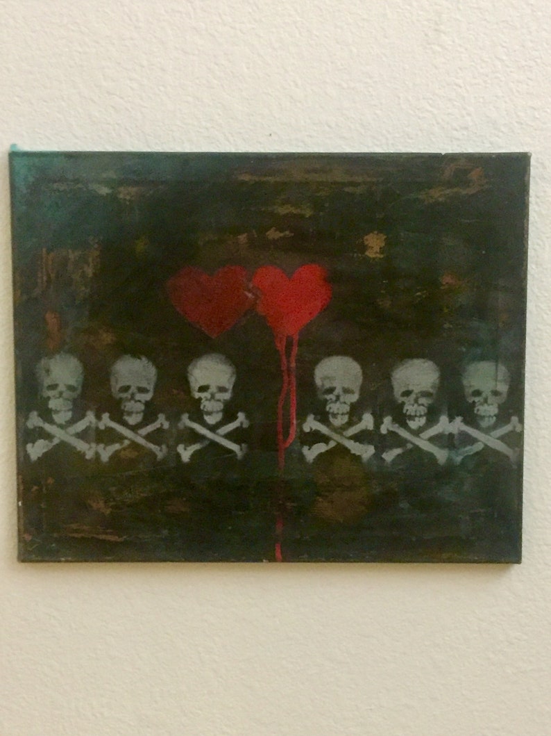Skull and Heart Abstract Original Spraypaint Art by Shannon Ruther image 3
