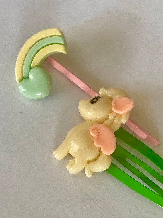 Handmade Unicorn and Rainbow Barrette and Bobby Pin for Girls