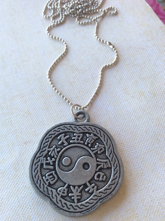 Silver Yin Yang Necklace for Men, Asian Jewelry, Asian Necklace for Men, Tibetan Necklace, Mens Necklace