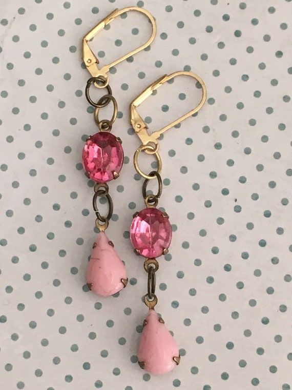 Handmade Pink Crystal Dangle and Drop Earrings for Women