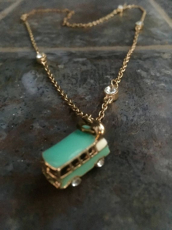 Jewelry, Necklace, VW Bus, Volkswagen Necklace, 60’s Necklace, Pendant Necklace, Retro Jewelry, Jewelry, Blue Charm Necklace
