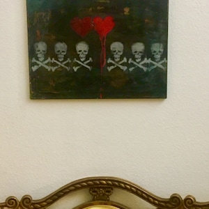 Skull and Heart Abstract Original Spraypaint Art by Shannon Ruther image 2